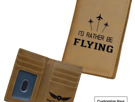 I D Rather Be Flying Designed Leather Card Holder Wallets Online Sale