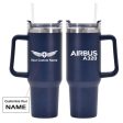 Airbus A320 & Text Designed 40oz Stainless Steel Car Mug With Holder For Cheap