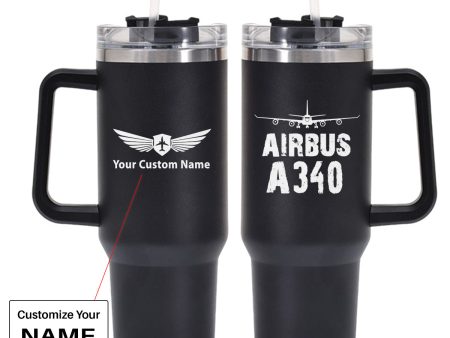 Airbus A340 & Plane Designed 40oz Stainless Steel Car Mug With Holder Discount