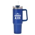 Airbus A320 & Plane Designed 40oz Stainless Steel Car Mug With Holder Discount