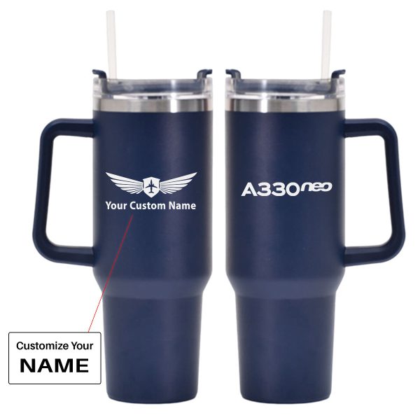 A330neo & Text Designed 40oz Stainless Steel Car Mug With Holder Cheap