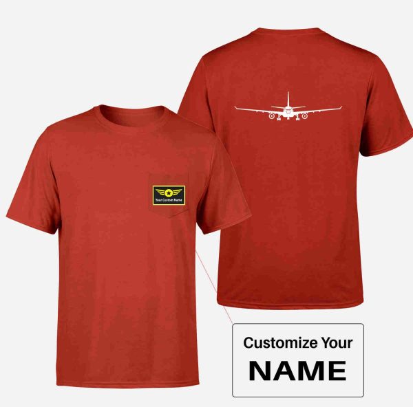 Airbus A330 Silhouette Designed Pocket T-Shirts For Cheap