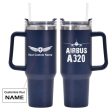 Airbus A320 & Plane Designed 40oz Stainless Steel Car Mug With Holder Discount