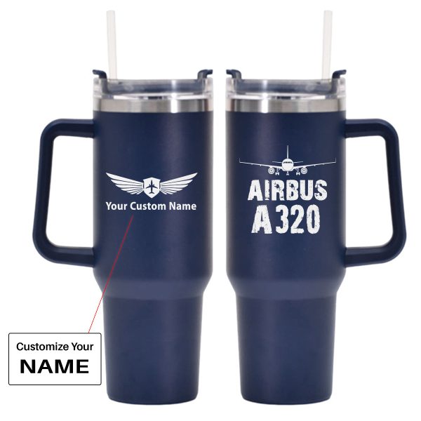 Airbus A320 & Plane Designed 40oz Stainless Steel Car Mug With Holder Discount