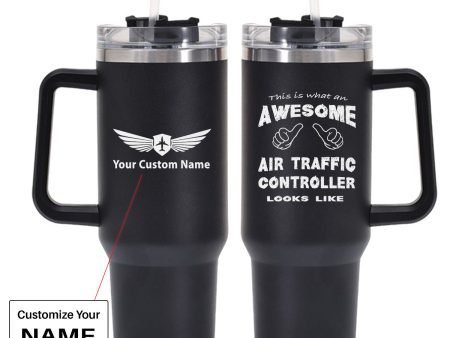 Air Traffic Controller Designed 40oz Stainless Steel Car Mug With Holder on Sale