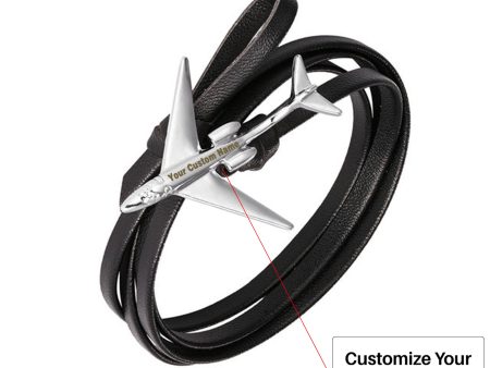 (Edition 3) - Special Leather Rope Designed Airplane Bracelets Silver  (Adjustable) Online