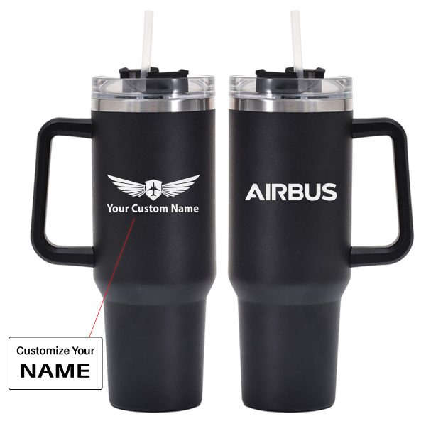 Airbus & Text Designed 40oz Stainless Steel Car Mug With Holder Discount