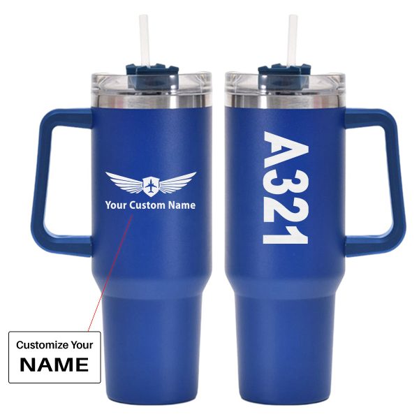 A321 Text Designed 40oz Stainless Steel Car Mug With Holder Online