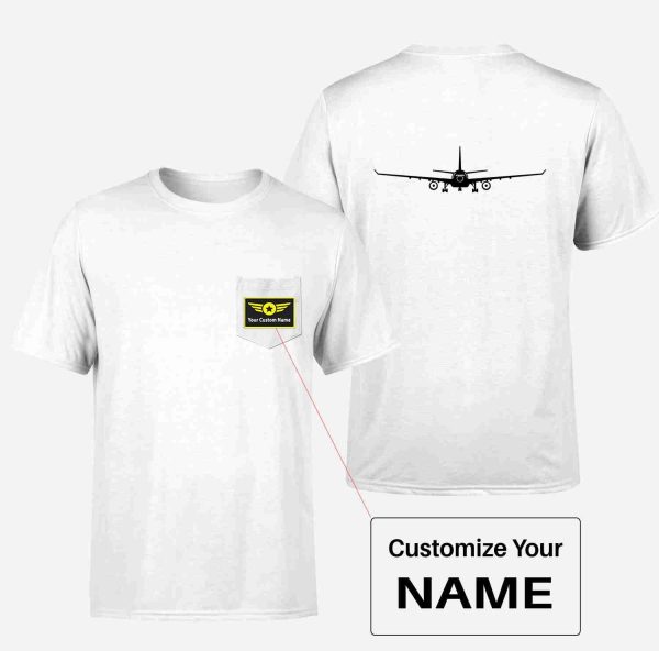 Airbus A330 Silhouette Designed Pocket T-Shirts For Cheap