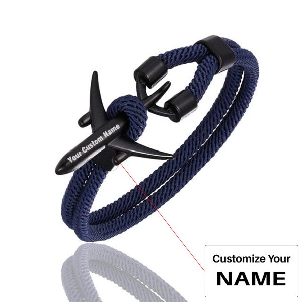 (Edition 2) Super Quality Stylish Airplane Shape Bracelets Black (Pure Colours) Fashion