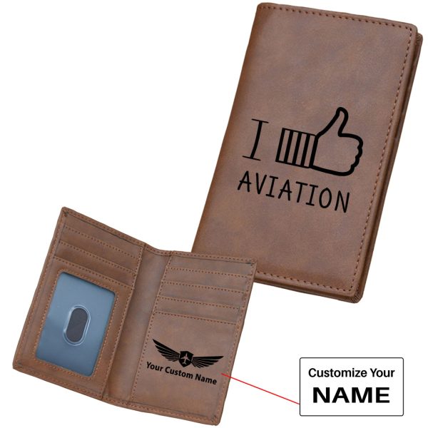 I Like Aviation Designed Leather Card Holder Wallets Online Sale