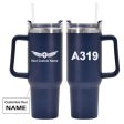 A319 Flat Text Designed 40oz Stainless Steel Car Mug With Holder Online