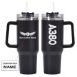 A380 Text Designed 40oz Stainless Steel Car Mug With Holder Hot on Sale