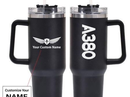 A380 Text Designed 40oz Stainless Steel Car Mug With Holder Hot on Sale