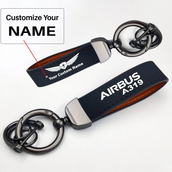 Airbus A319 & Text Design Horseshoe Buckle Key Chains Supply