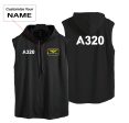 A320 Flat Text Designed Hooded Tank Tops Online Sale