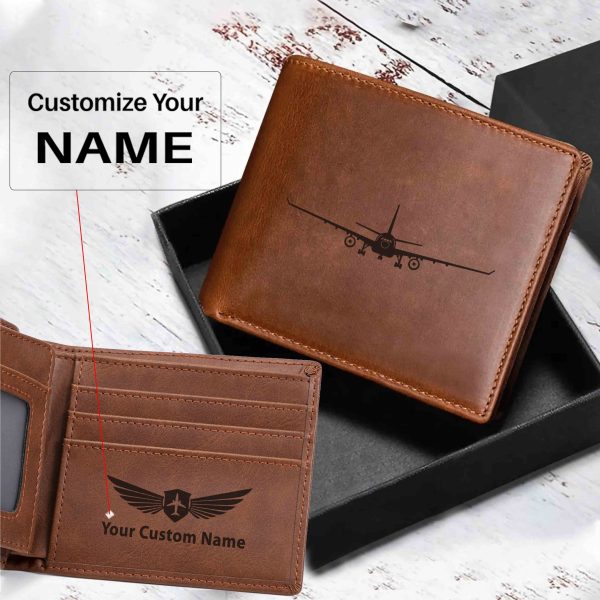 Airbus A330 Silhouette Designed Laser Leather Wallets Fashion