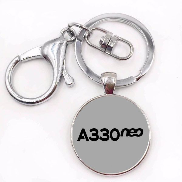 A330neo & Text Designed Circle Key Chains Fashion