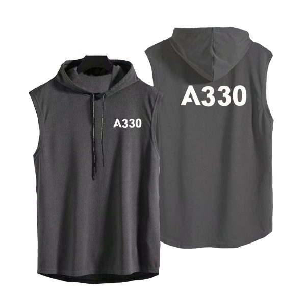 A330 Flat Text Designed Hooded Tank Tops Online now