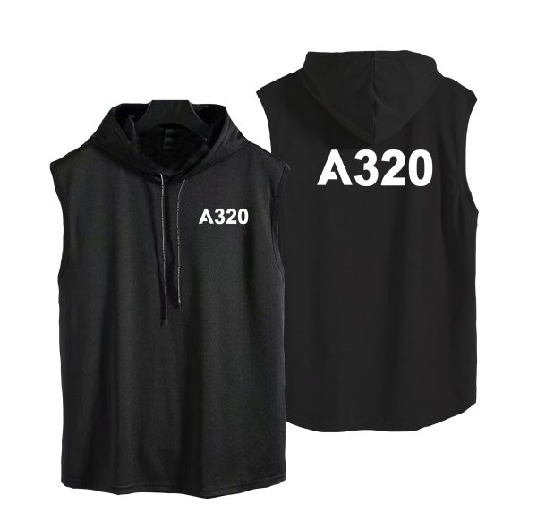 A320 Flat Text Designed Hooded Tank Tops Online Sale