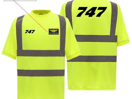 747 Flat Text Designed Reflective T-Shirts Cheap