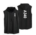 A340 Text Designed Hooded Tank Tops on Sale