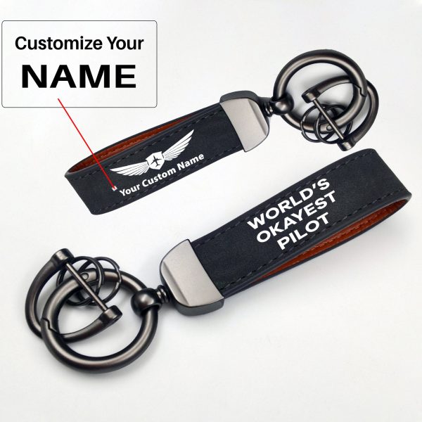 World s Okayest Pilot Design Horseshoe Buckle Key Chains Cheap