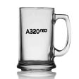 A320neo & Text Designed Beer Glass with Holder Sale