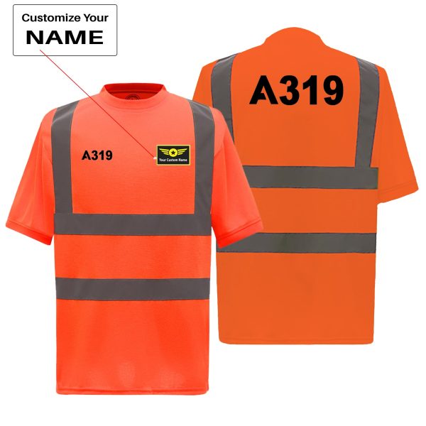 A319 Flat Text Designed Reflective T-Shirts on Sale