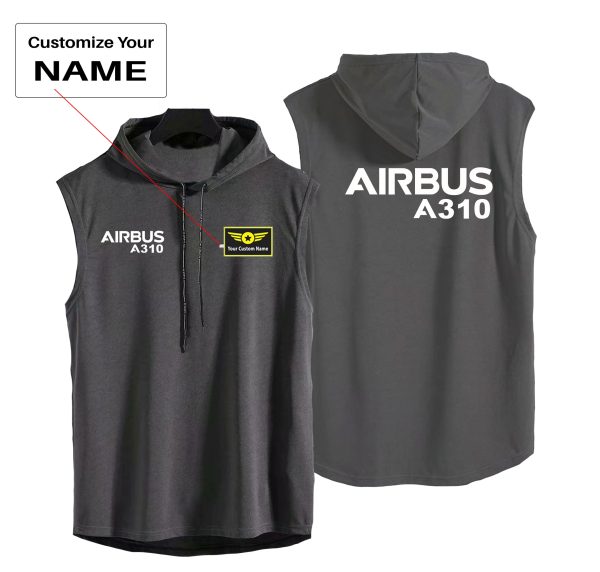 Airbus A310 & Text Designed Hooded Tank Tops Online Hot Sale