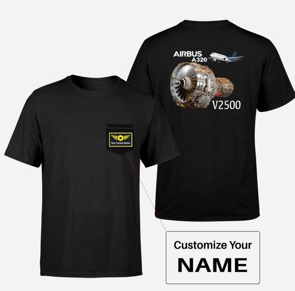 Airbus A320 & V2500 Engine Designed Pocket T-Shirts For Sale