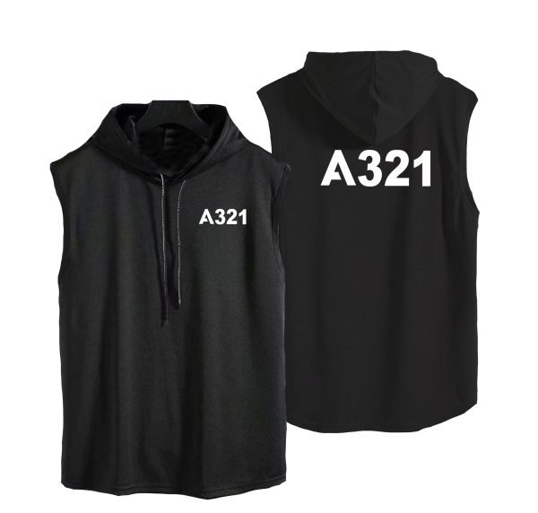 A321 Flat Text Designed Hooded Tank Tops For Cheap