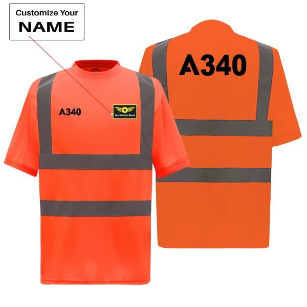 A340 Flat Text Designed Reflective T-Shirts Hot on Sale