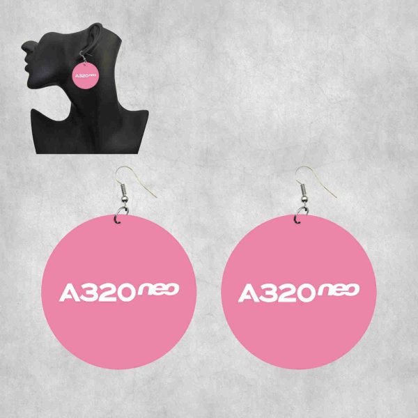 A320neo & Text Designed Wooden Drop Earrings Online Sale