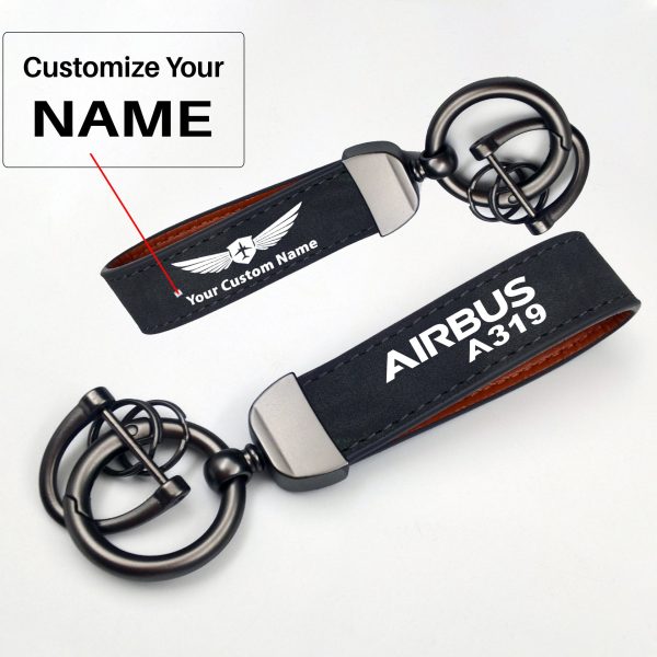 Airbus A319 & Text Design Horseshoe Buckle Key Chains Supply