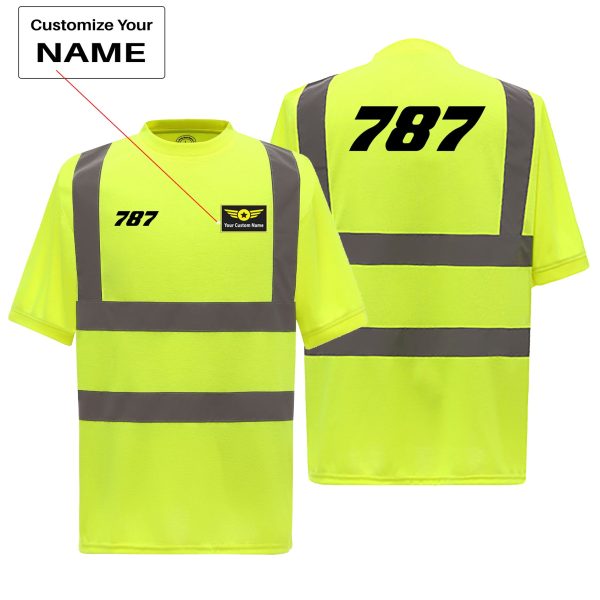 787 Flat Text Designed Reflective T-Shirts Sale