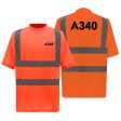 A340 Flat Text Designed Reflective T-Shirts Hot on Sale