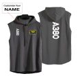 A380 Text Designed Hooded Tank Tops Discount