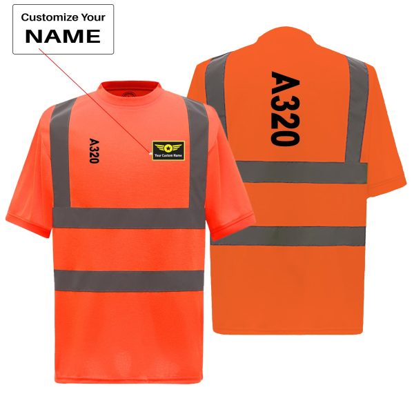 A320 Text Designed Reflective T-Shirts on Sale