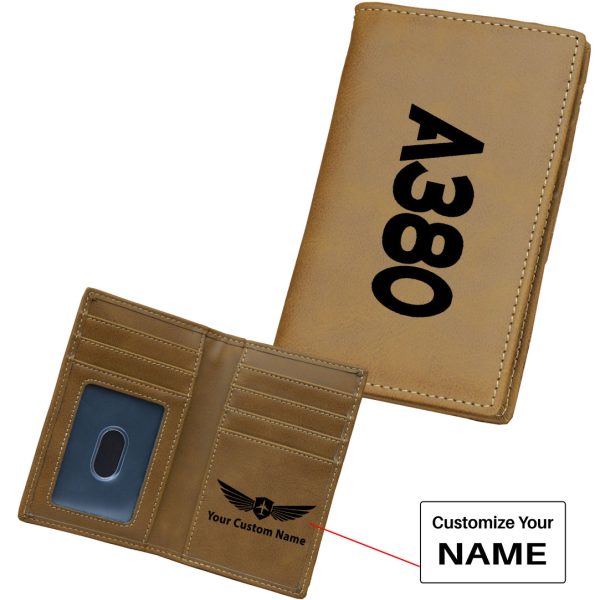 A380 Text Designed Leather Card Holder Wallets Online now