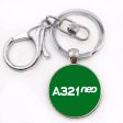 A321neo & Text Designed Circle Key Chains For Cheap