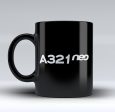 A321neo & Text Designed Black Mugs Fashion