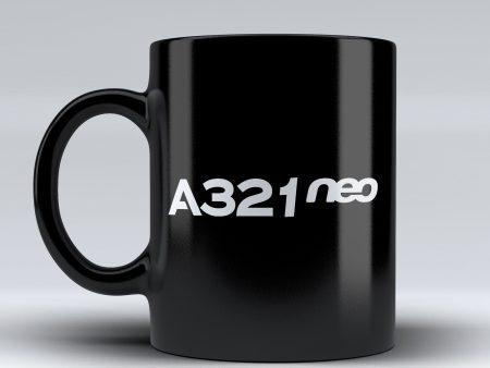 A321neo & Text Designed Black Mugs Fashion