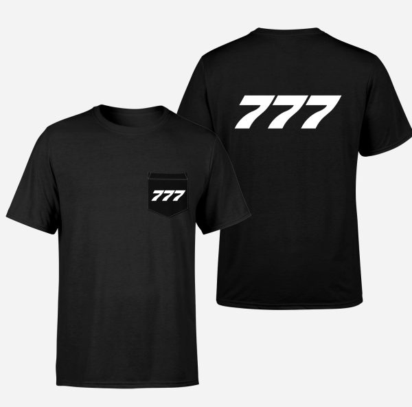 777 Flat Text Designed Pocket T-Shirts Hot on Sale