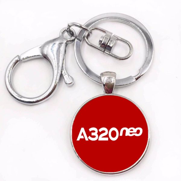 A320neo & Text Designed Circle Key Chains For Sale