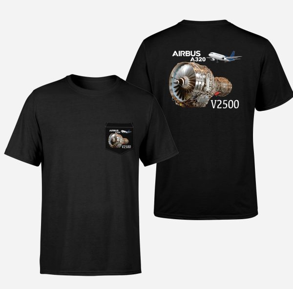 Airbus A320 & V2500 Engine Designed Pocket T-Shirts For Sale