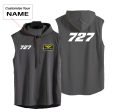 727 Flat Text Designed Hooded Tank Tops Discount