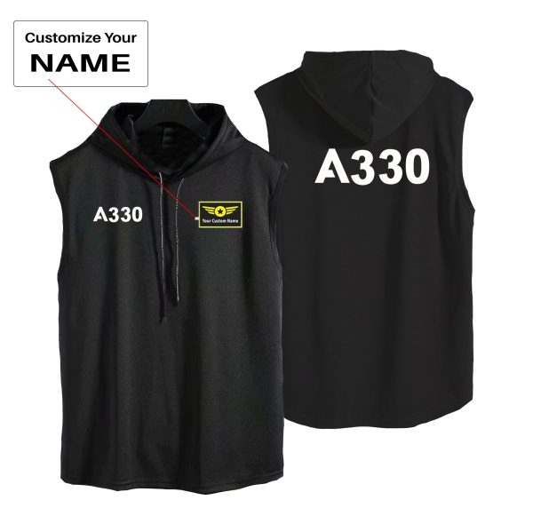 A330 Flat Text Designed Hooded Tank Tops Online now