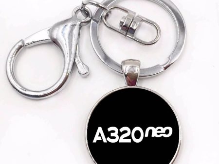 A320neo & Text Designed Circle Key Chains For Sale