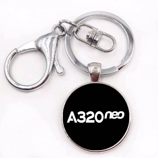 A320neo & Text Designed Circle Key Chains For Sale